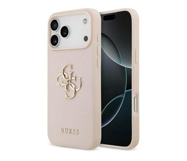 Guess Grained Big 4G & Classic Logo do iPhone 17 Pro Max różowy - 1365542 - zdjęcie